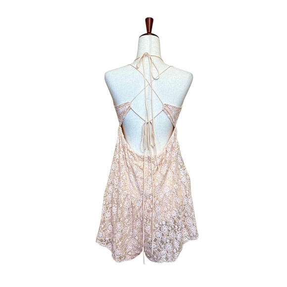 Free People Lexi Strappy Lace Romper Light Pink Size XL #1892 - Picture 5 of 8